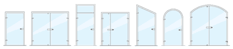 Možné tvary skleněných dveří